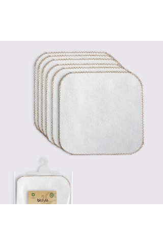 Bistyle Organik 28x28 6'lı Havlu Mendil 90105 Ekru Ekru