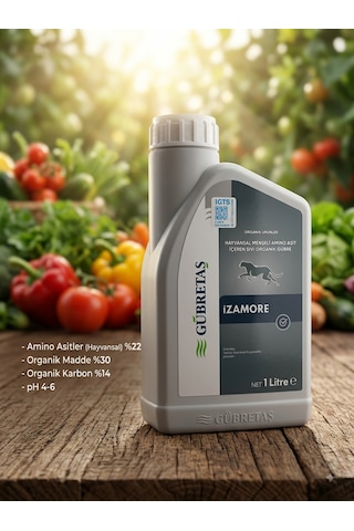 İzamore Hayvansal Menşeili Aminoasit İçeren Sıvı Organik Gübre - 1 Litre Bitki Stres Giderici, Hızlı Büyütücü & Şelatlayıcı