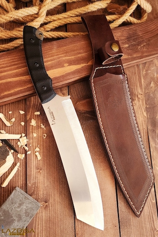 Outdoor Piknik Kamp Bıçağı Bıçak Kılıflı Mutfak Bıçağı Çakısı 008 Kahverengi - Siyah