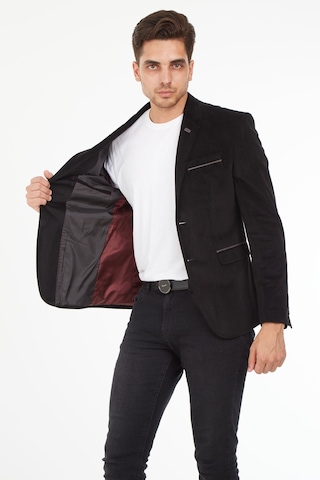 Sposo G-192 Dar Kalıp Örme Kumaş Siyah Erkek Blazer Ceket Siyah