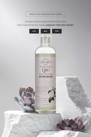 Grace Day Kırışıklık Görünümüne Karşı Koenzim İçeren Q10 Aha - Bha - Pha Tonik Pure Plex Q10 Skin Toner