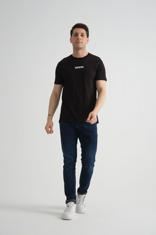 Shooter Sportwear Shooter Erkek T-shirt Minimal Baskılı Pamuklu Kumaş Standart Kalıp Siyah