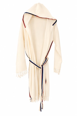 Kibira Krem Uzun Bornoz - %100 Pamuklu- Kapşonlu - Unisex Bornoz Açık Krem