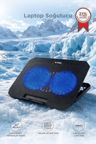 Premium Model Donanım Ürün Laptop Soğutucu Çift Fanlı Cf02