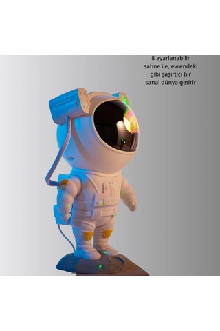 Astronot Yıldız Projektör Lambası 8 Efektli Uzaktan Kumandalı Gece Işığı