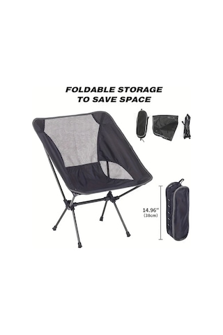 Dashanshop Siyah Ultra Hafif Katlanabilir Kamp Sandalyesi Ag Koltuklu Tasinabilir 7075 Aluminyum 220 Lbs Siyah