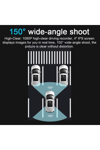 Lemestar Siyah 4" Ips Ekran Araba Kamerası - 1080p Full Hd, Çift Lens, Yıldız Gece Görüşü, Döngü Kaydı, Geri Vites Görüntüsü Dahili Li-pil