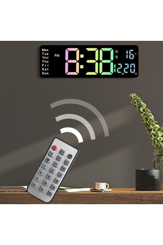 Didadodo Suntek Dijital Duvar Saati Sıcaklık Ve Tarih Hafta, Saatölçer Siyah