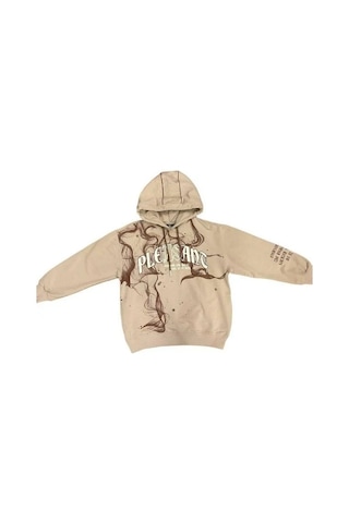 Erkek Çocuk Kapüşonlu Batik Desenli Sweatshirt-14697 Vizon