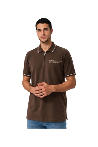 Arma Ar-ma Erkek Polo Yaka Tişört Baskisiz Basic Yaka Fermuarli Örme Kumaş Regular Fit %100 Pamuk 30/1 Çift Toplama Penye Pike Y31374357202 Kahverengi-k1