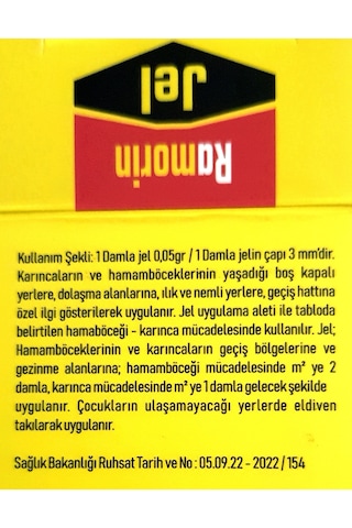 Ramorin Jel Hamam Böceği Karınca Mücadelesi Hazır Damla Yem 20 G