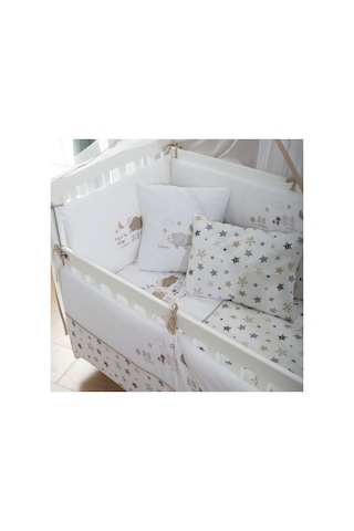 Meltem Kids Kuzu Nakışlı Pamuklu Bebek Uyku Seti 60 x 120 CM Ekru