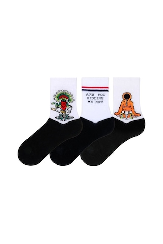 Brz Kids Hayalet Desenli Erkek Çocuk Çorabı 3Lü Set