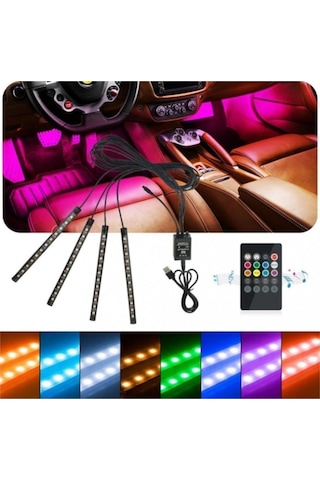 Araç Içi Ayak Altı Kumandalı Led Sese Duyarlı 4x12 Fonksiyonlu Ayak Altı Aydınlatma Ayak Altı Led