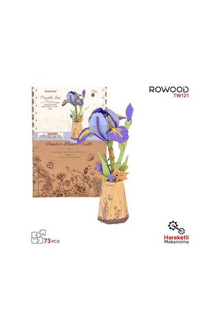 Rowood Tw131 Yıldız Çiçeği Pink Dahlia Dıy Minyatür Maket Model Set Ahşap 3d Wooden Puzzle Model Kit Ahşap Maket Dekoratif Hobi Seti