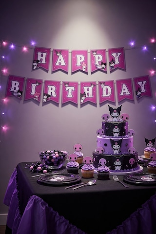 Kuromi Happy Birthday Banner Flama 17x170 Cm Asmalı Doğum Günü Parti Süsü Genel