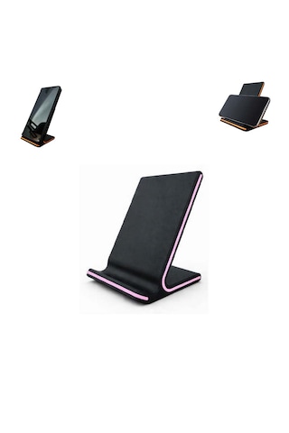 Özel Üretim Telefon Standı Telefon Tutucu Masaüstü Vb. İçin Özel Tasarım Ebat: 10,3 Cm X 6,9 Cm X 7 Cm Siyah - Pembe