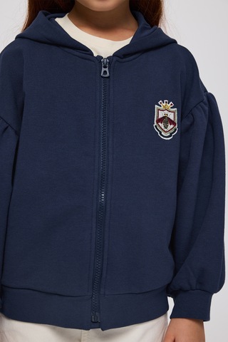 Panço Kız Çocuk Fermuarlı Lacivert Sweatshirt