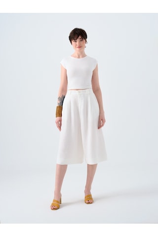 Culotte Fit Kadın Pantolon Ekru