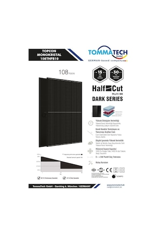 Tommatech 450wp 108tnfb M10 Topcon Dark Series Güneş Paneli