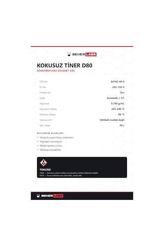 Beherlabs Kokusuz Tiner D80 30 L