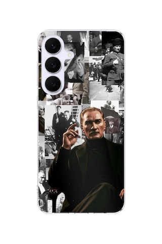 Samsung Galaxy S25 Fe Uyumlu Mustafa Kemal Atatürk Kolajları Baskılı Silikon Kılıf