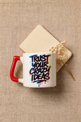 Trust Your Crazy Ideas Yazılı Hediye Seramik Kupa Bardak Çok Renkli
