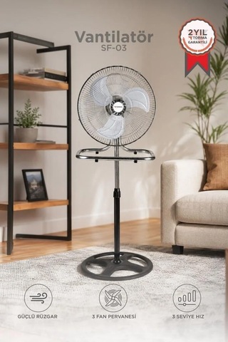 Delux Serisi Vantilatör 18 Inc 55w Fan Sf03 Gümüş Geniş Sıcak Oda