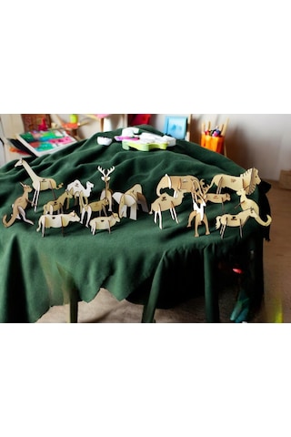 Ahşap Maket Hayvanlar Çocuklar Boyanabilir - Zürafa Boya Setli