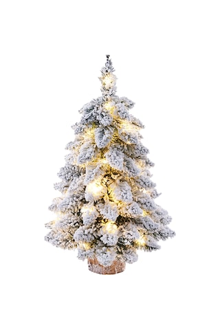 Springsun Kar Masalı Led Aydınlatmalı Mini Noel Ağacı - Ahşap Tabanlı, Masa Dekoru 45/60/75 Cm Beyaz