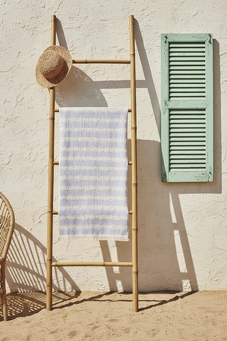 Mavi Çizgili %100 Pamuklu Plaj Havlusu 70x140 Cm Çok Renkli