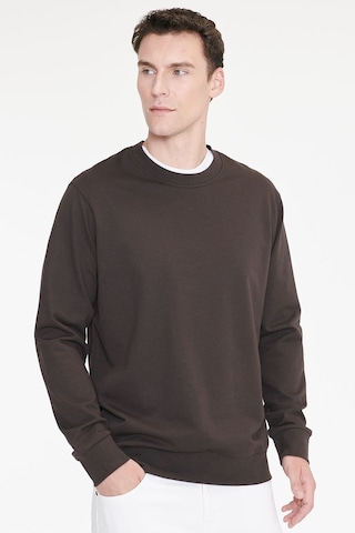 Ac&Co / Altınyıldız Classics Erkek Kahverengı Pamuklu Standart Fit Normal Kesim 2 İplik Bisiklet Yaka Sweatshirt Kahverengi