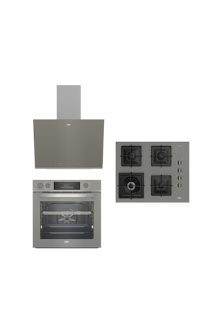 Beko BFC 631 G - Bock 6510 EWG - BDE 6062 G Gri Buhar Destekli Ankastre Set