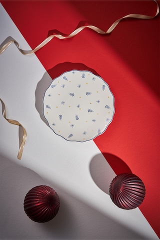 Emsan Infancy Snow New Year Yılbaşı New Bone 2'li Pasta Tabağı 20.5 Cm