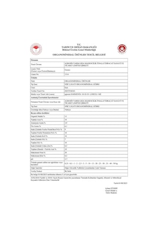 Agrosin Harmonia 10.10.10+(10SO3)+ME Organomineral Granül Gübre 25 kg -