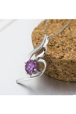 Brezza Lusso Jewelry Gümüş Zirkon Taşlı Melek Kalbi Kadın Kalp Kolye 45 CM Beyaz
