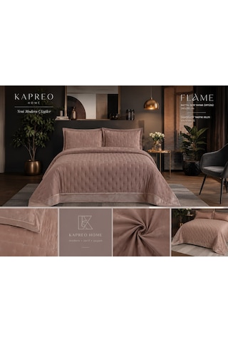 Kapreo Home Flame Sephora Premium Yatak Örtüsü Seti 240 X 260 Toprak Rengi