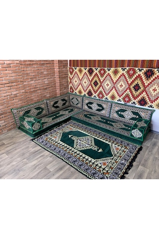 Coton Şark Köşesi Saraylı Desen Minder Takımı 10 Parça