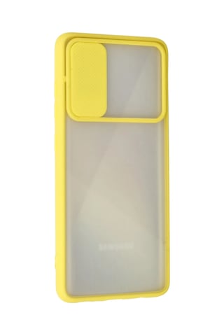 Newface - 620 - Samsung Galaxy Uyumlu A71 Kılıf Palm Buzlu Kamera Sürgülü Silikon - Csmo-tex - - Sarı