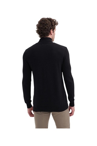 Cazador Pamuk Kumaş Slim Fit Basic Tam Balıkçı Kazak Siyah