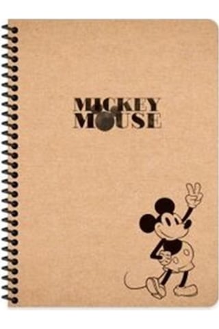 Mickey Mouse 16x22 Cm Çizgisiz Defter Beyaz Sayfa Kraft Kapak 80 Sayfa K1