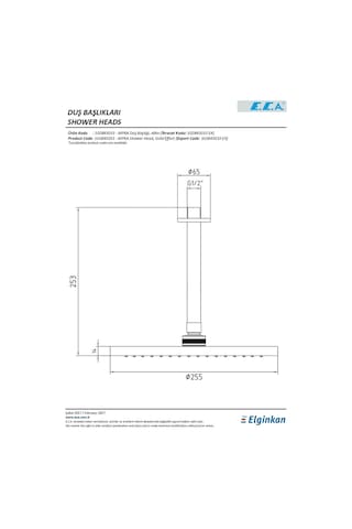 Eca Myra 102845033 Tavandan Duş Başlığı Tepe Duşu-Altın