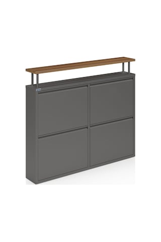 Ceha Tablalı 4'lü Metal Ayakkabılık - Füme K.AYK-2.4/AC/P 7979