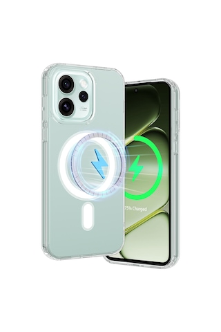 Oppo Reno15 Pro Max 5g Uyumlu Kılıf Sararmaz Kamera Korumalı Magsafe Mika Sert Parlak Şeffaf Kapak Beyaz