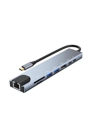Usb C Hub Çoklu Bağlantı Noktası Adaptörü, 4k Hdmı Adaptörü Usb C - Hdmı Ve Ethernet Bağlantı Noktası Genişletme Yuvası Dizüstü Bilgisayar Macbook Pro Air Dell Hp Tip C Cihazlar İçin