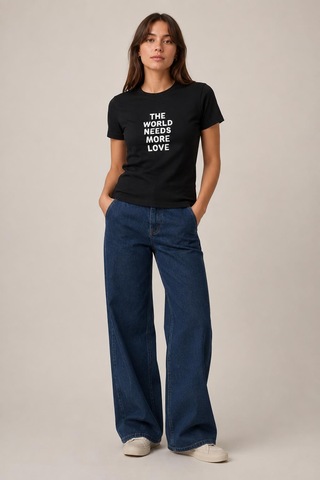 Alexandergardi Slogan Baskılı Regular Fit T-shirt Siyah
