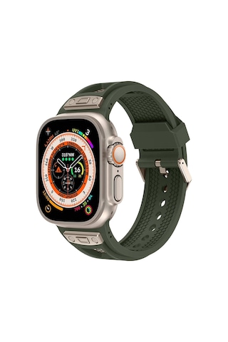 Watch Ultra 49mm Redclick Krd-117 Hava Alabilen Delikli Metal Desenli Silikon Kordon