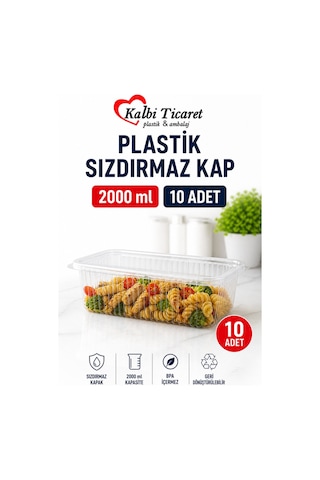 Plastik Saklama Kabı 2000 Gr 10 Adet Plastik Kapaklı Kase Sızdırmaz Kap Şeffaf Kullan At Kase