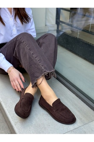 Erva'nın Butiği Kahve Süet Daria Kadın Casual Günlük Ayakkabı-6134