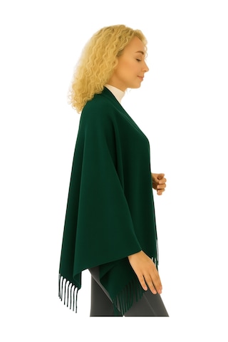 1 Adet Kadın Büyük Bedene Uygun Ekstra Yumuşak Dokulu Püskül Detaylı Kışlık Atkı Omuz Şalı Koyu Yeşil